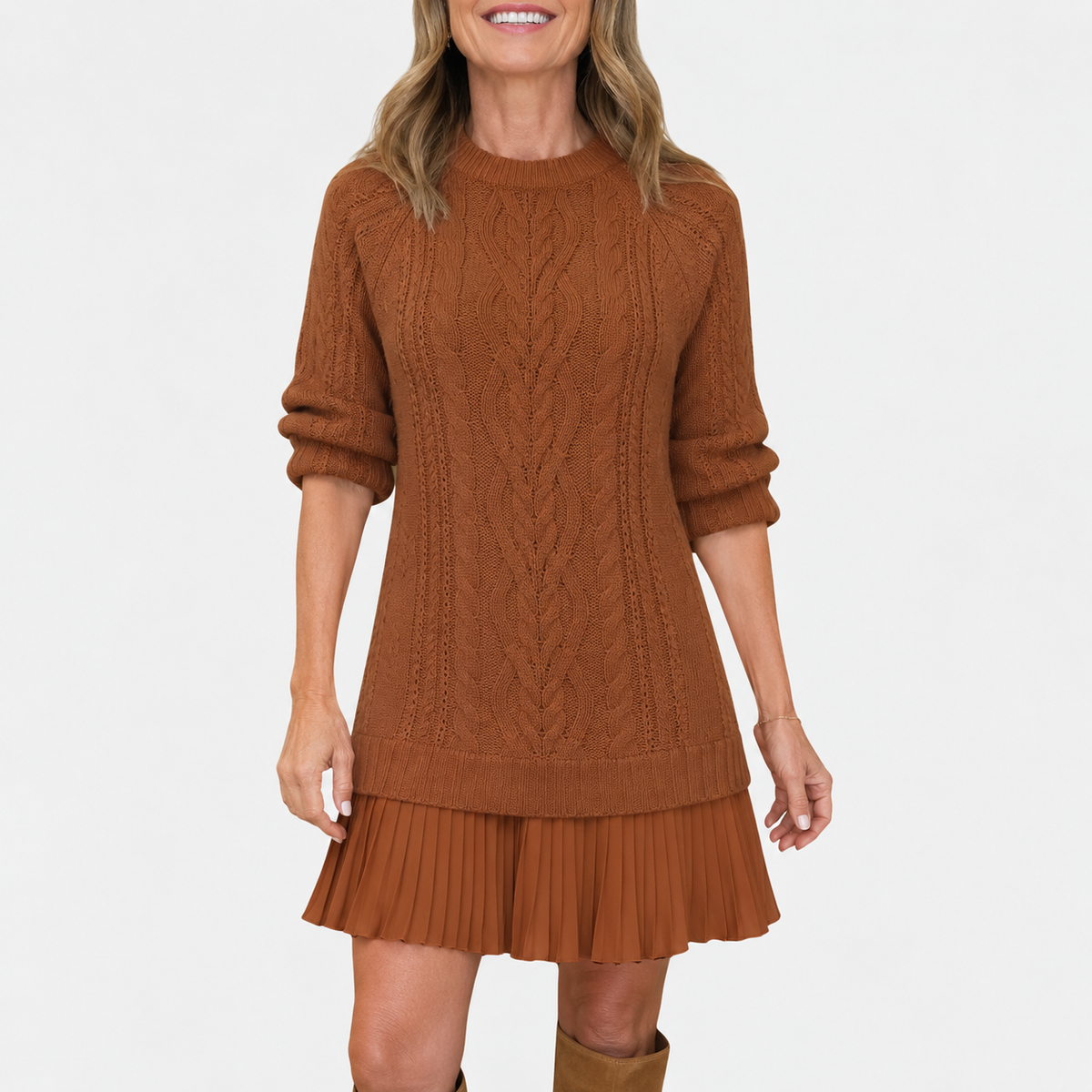 Gabriella – Elegante abito in maglia con fondo plissettato
