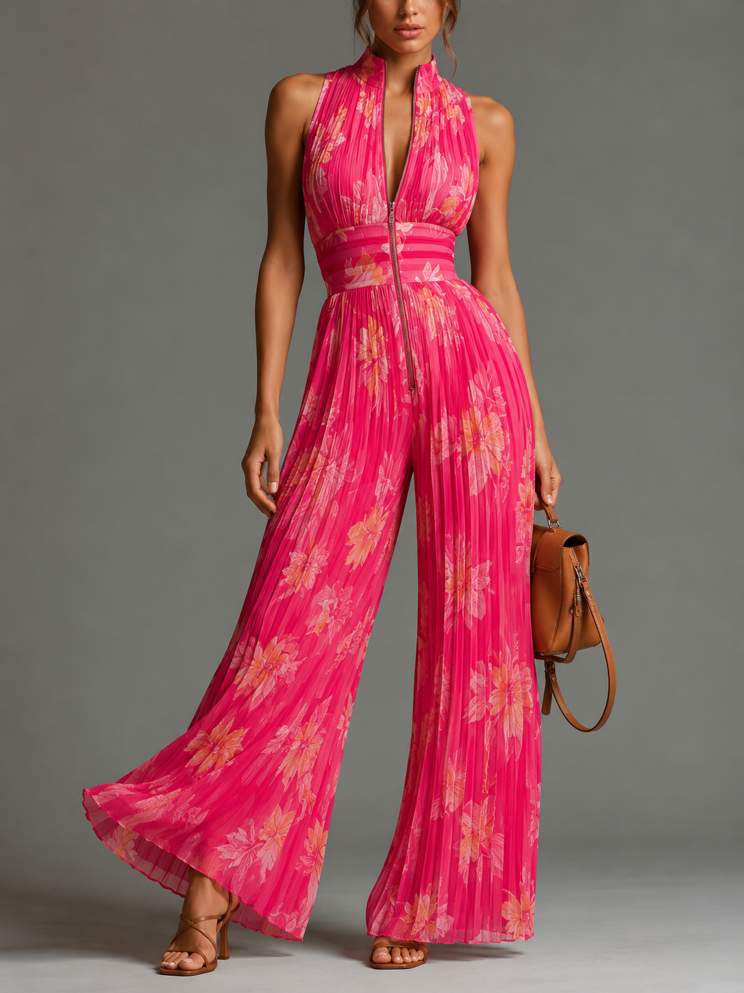 Sofia - Tuta in chiffon plissettato