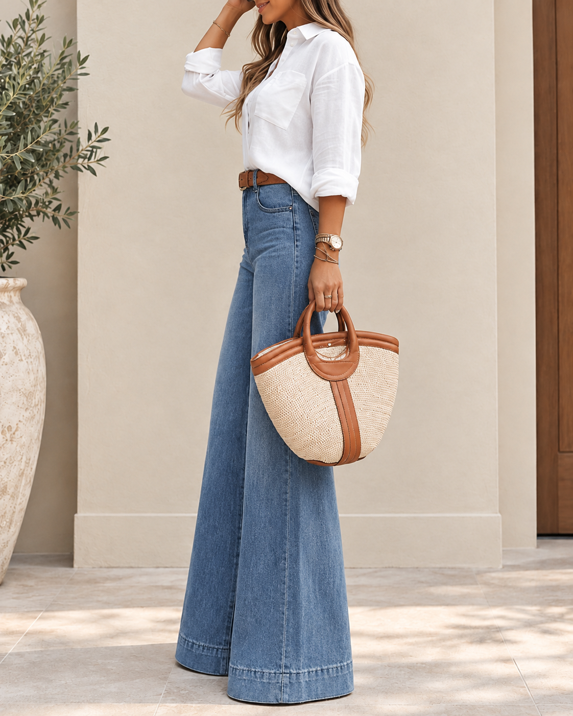 Roberta - Jeans eleganti a vita alta con gamba extra larga