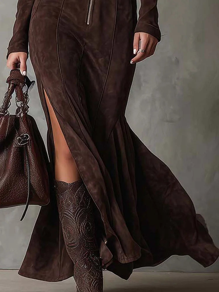 Eleonora - Abito lungo con zip e cintura da donna