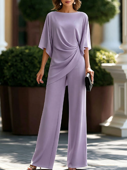 Letizia - Set con pantaloni a gamba larga asimmetrici drappeggiati