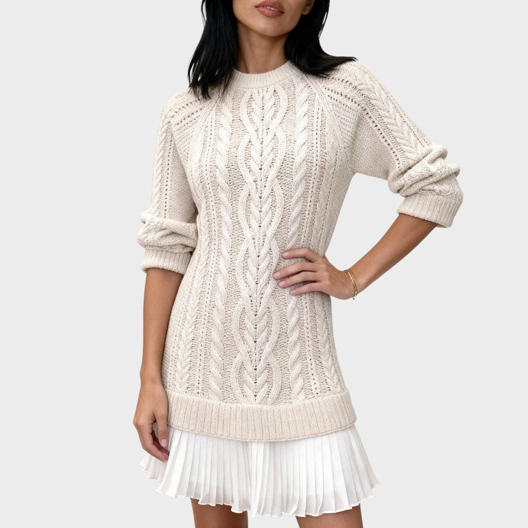 Gabriella – Elegante abito in maglia con fondo plissettato
