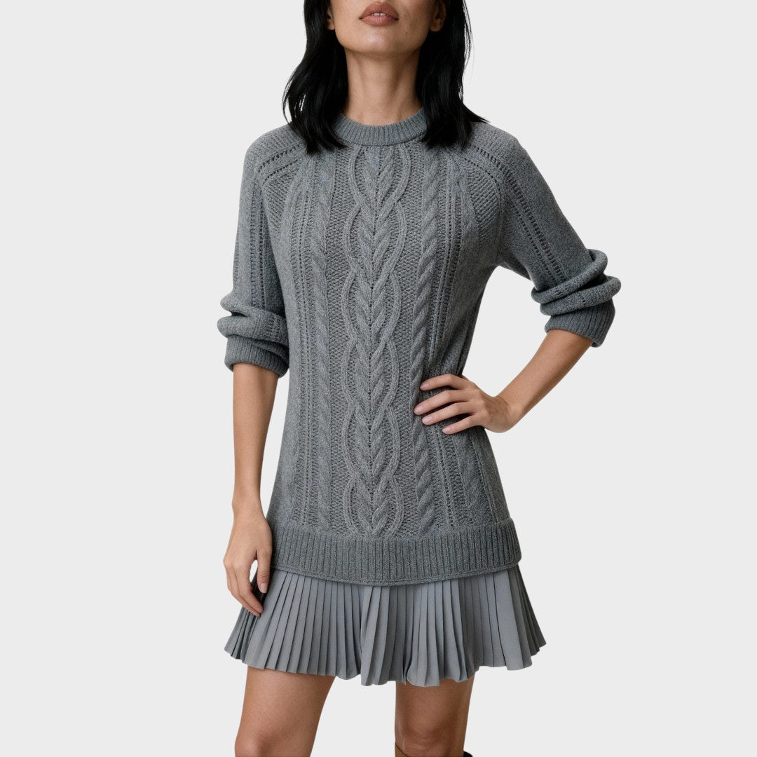 Gabriella – Elegante abito in maglia con fondo plissettato
