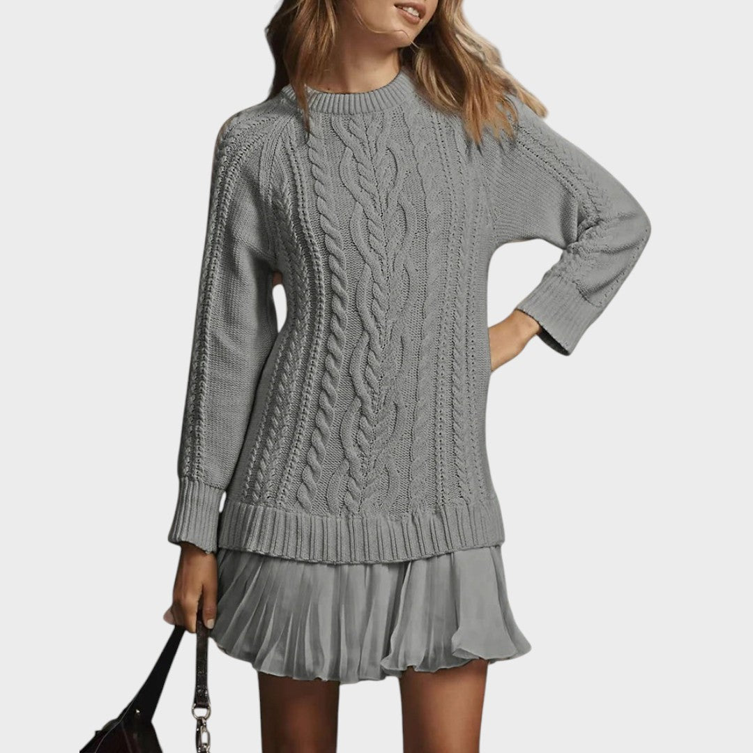 Gabriella – Elegante abito in maglia con fondo plissettato