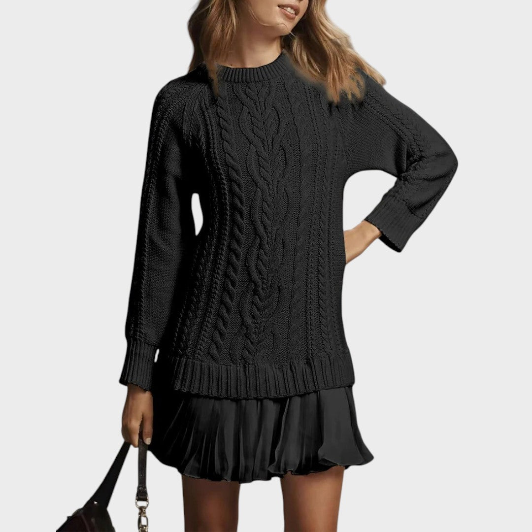 Gabriella – Elegante abito in maglia con fondo plissettato