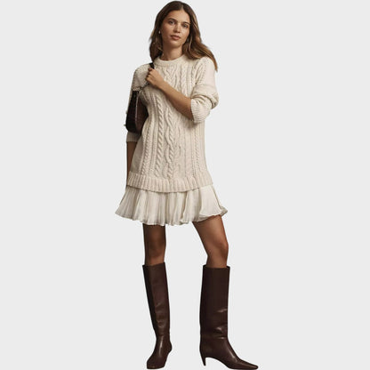 Gabriella – Elegante abito in maglia con fondo plissettato