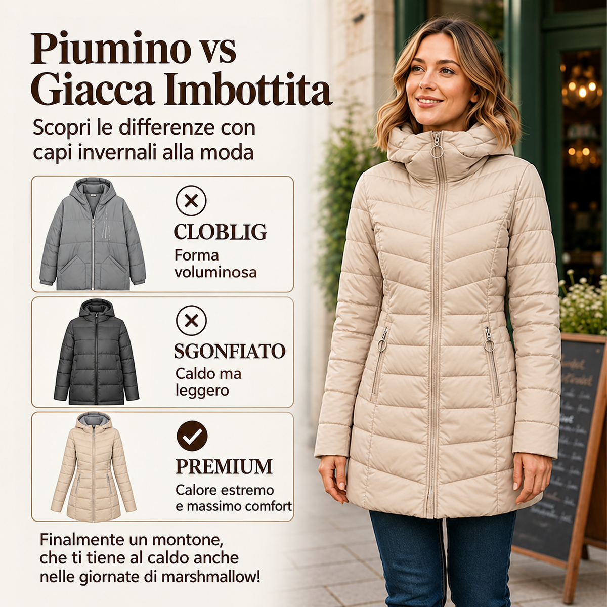 Teresa – Cappotto invernale da donna con cappuccio e imbottitura
