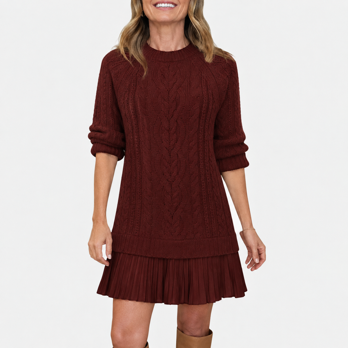 Gabriella – Elegante abito in maglia con fondo plissettato