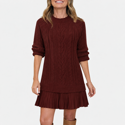 Gabriella – Elegante abito in maglia con fondo plissettato