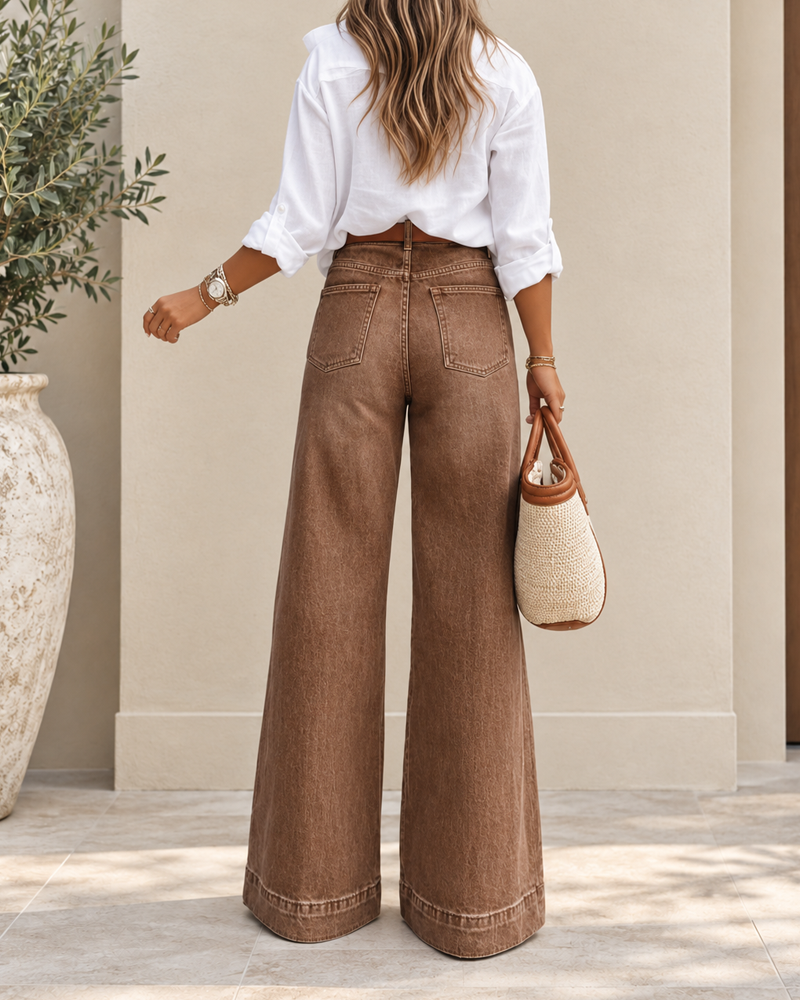 Roberta - Jeans eleganti a vita alta con gamba extra larga