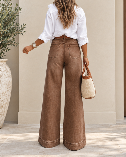 Roberta - Jeans eleganti a vita alta con gamba extra larga