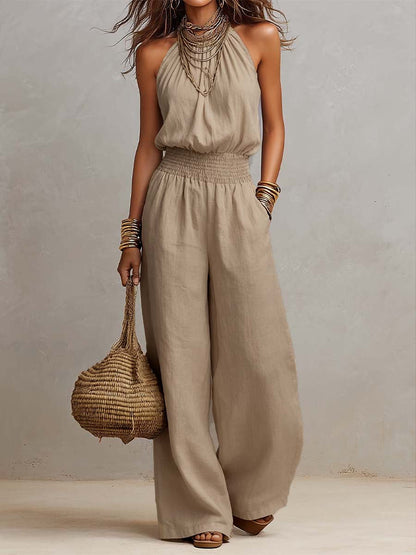 Benedetta - Tuta con pantaloni a gamba larga e scollo all’americana