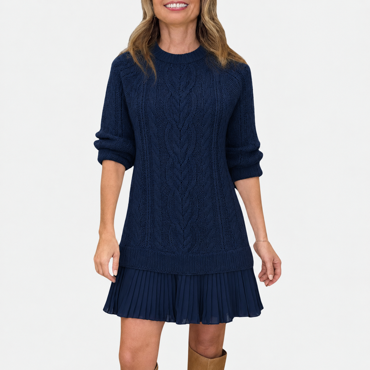 Gabriella – Elegante abito in maglia con fondo plissettato