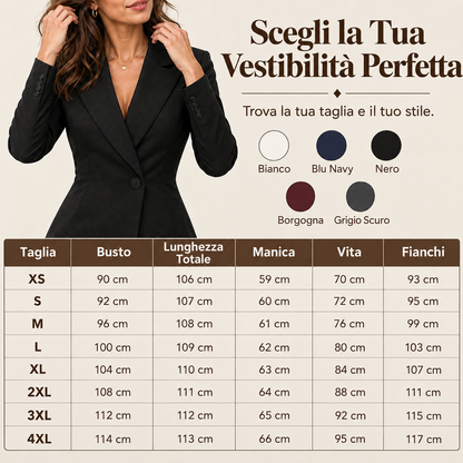 Rosetta - Abito blazer elegante asimmetrico con un'unica fila di bottoni da donna