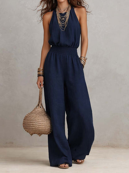 Benedetta - Tuta con pantaloni a gamba larga e scollo all’americana