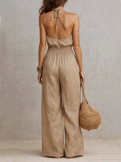 Benedetta - Tuta con pantaloni a gamba larga e scollo all’americana