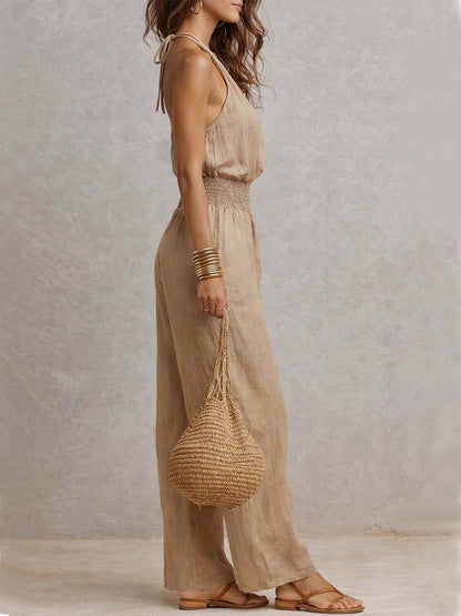Benedetta - Tuta con pantaloni a gamba larga e scollo all’americana