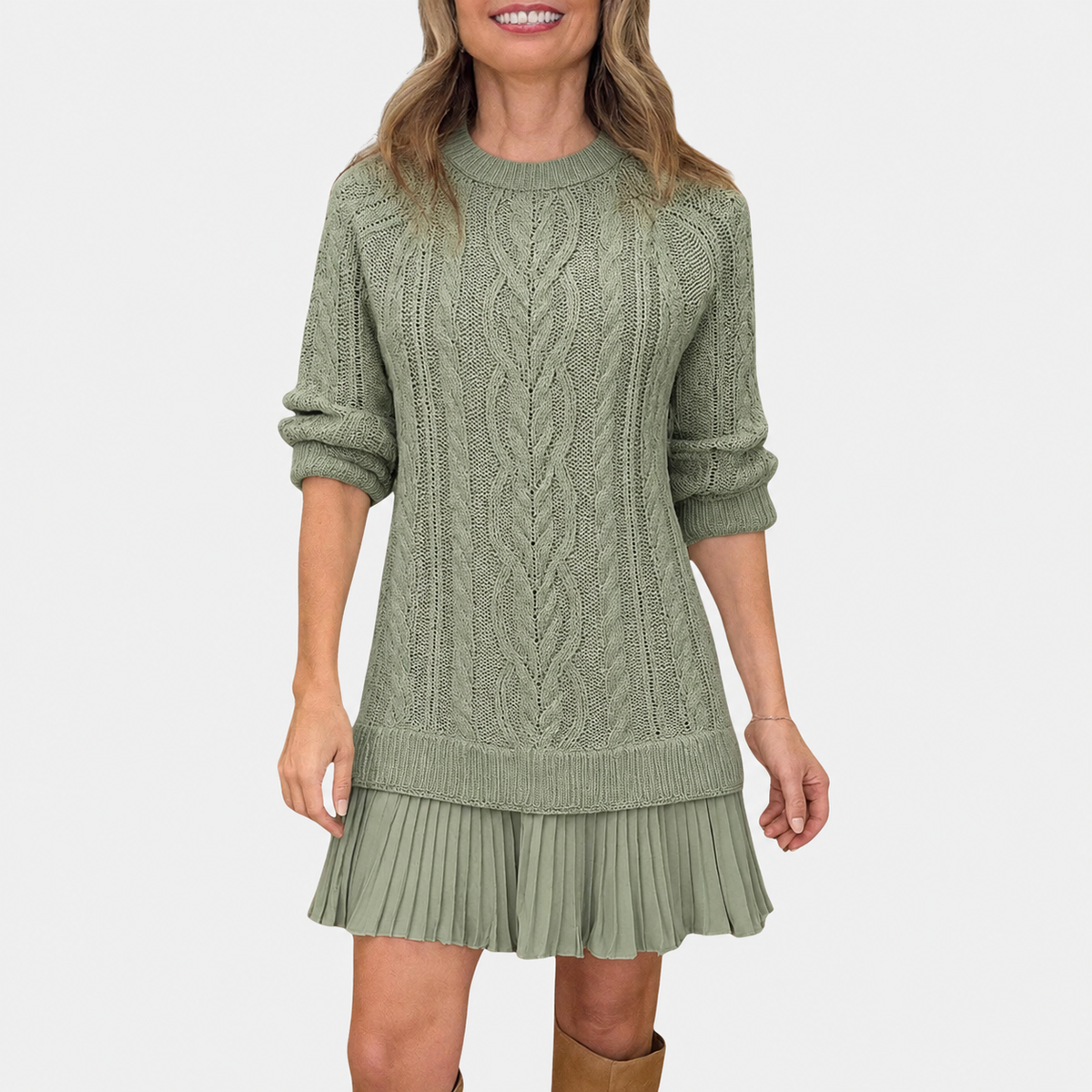Gabriella – Elegante abito in maglia con fondo plissettato