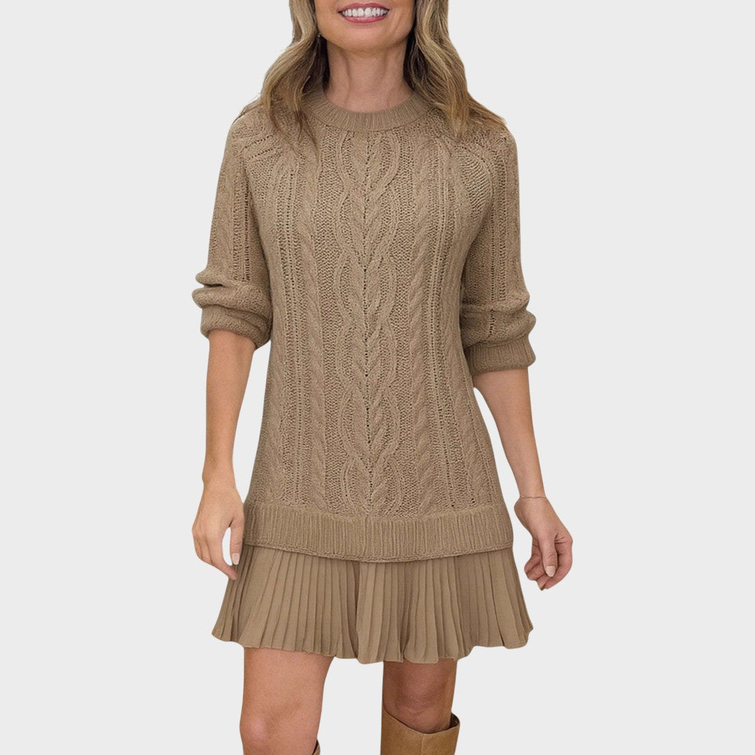 Gabriella – Elegante abito in maglia con fondo plissettato