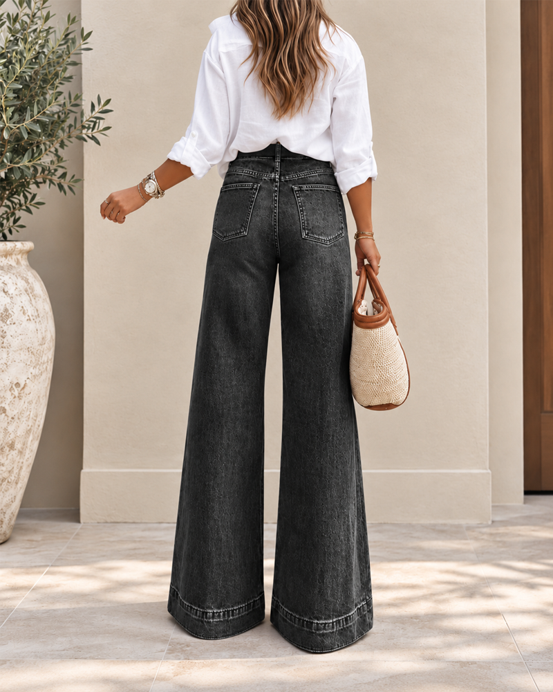 Roberta - Jeans eleganti a vita alta con gamba extra larga