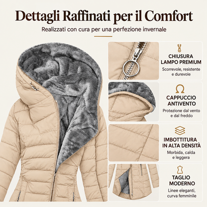 Teresa – Cappotto invernale da donna con cappuccio e imbottitura