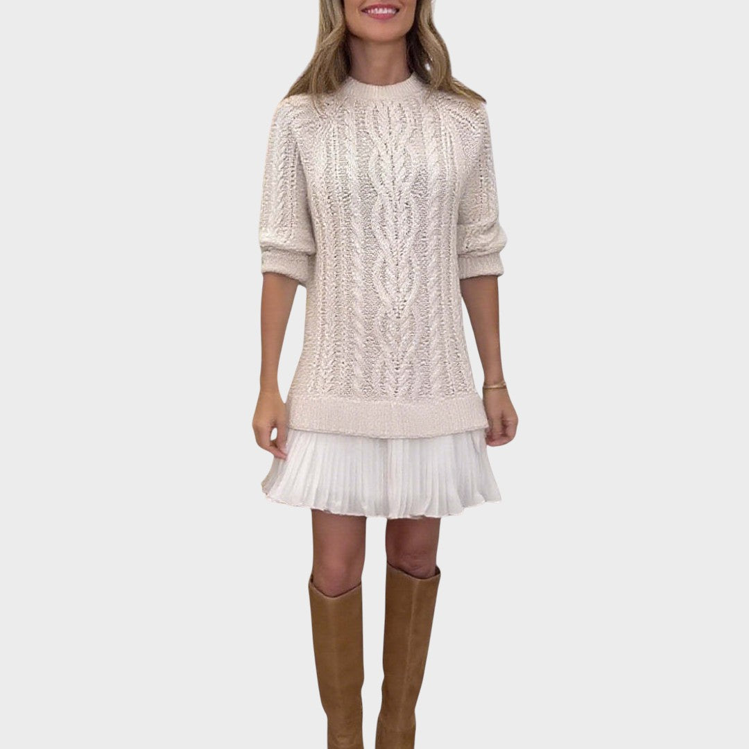 Gabriella – Elegante abito in maglia con fondo plissettato