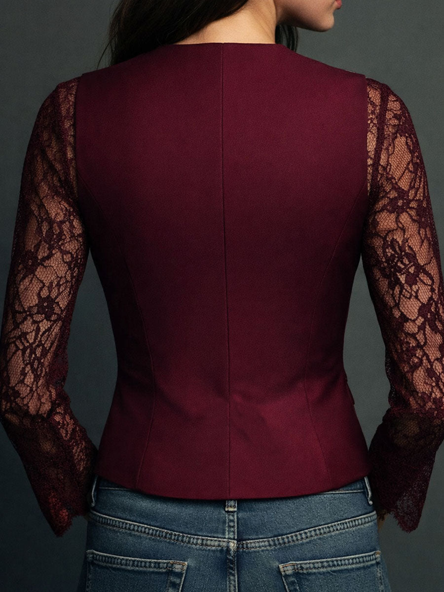 Nicoletta - Blazer nero con maniche semitrasparenti