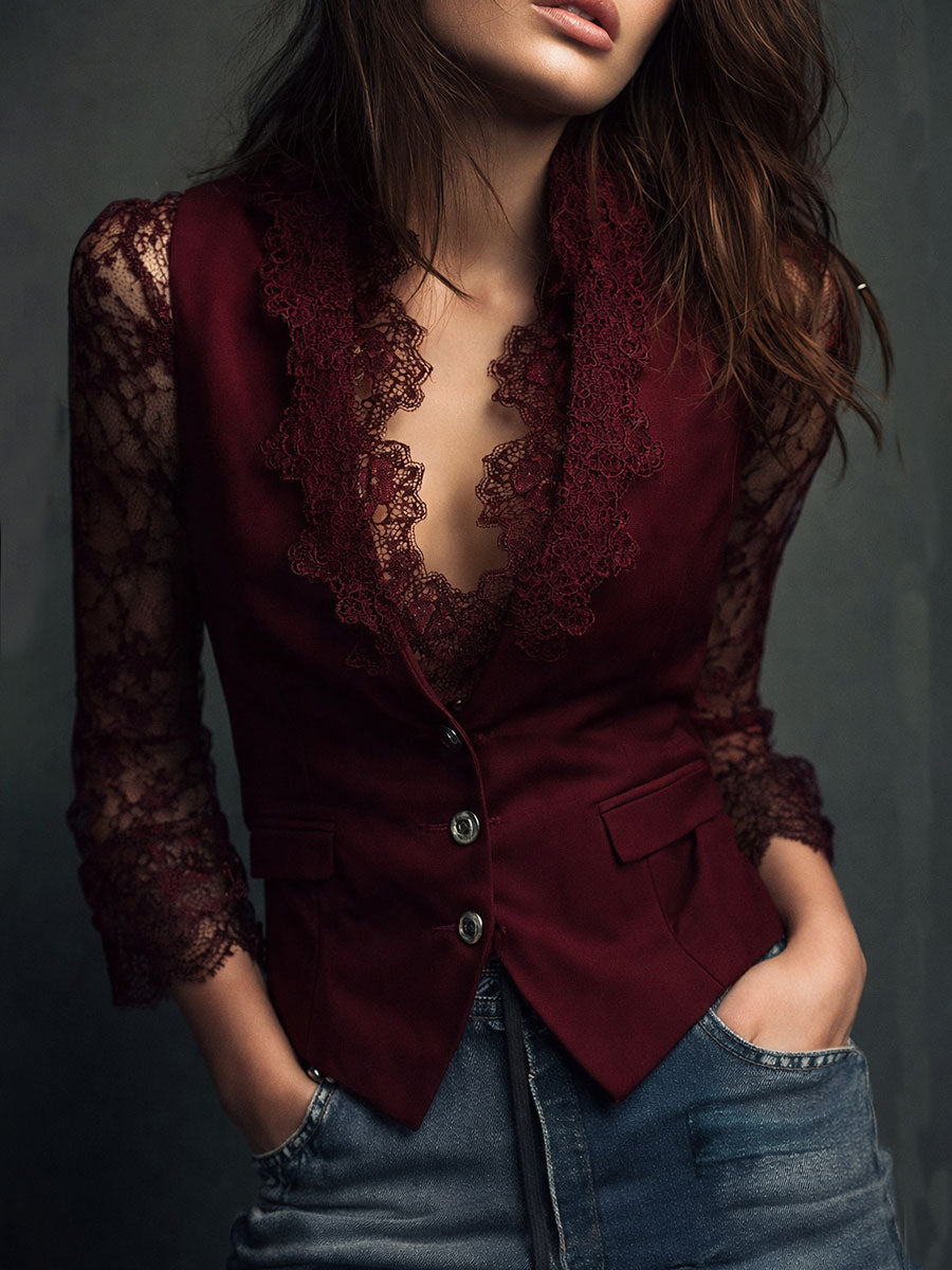 Nicoletta - Blazer nero con maniche semitrasparenti
