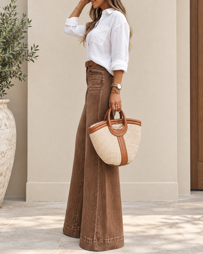 Roberta - Jeans eleganti a vita alta con gamba extra larga