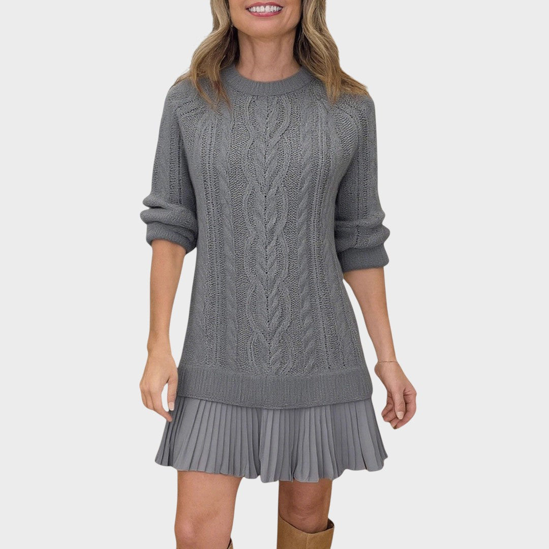 Gabriella – Elegante abito in maglia con fondo plissettato