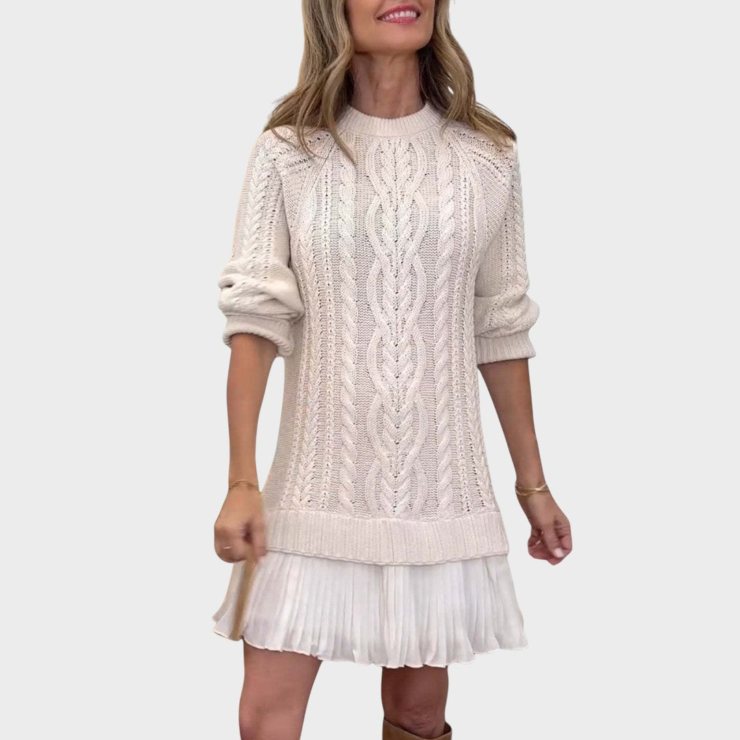 Gabriella – Elegante abito in maglia con fondo plissettato