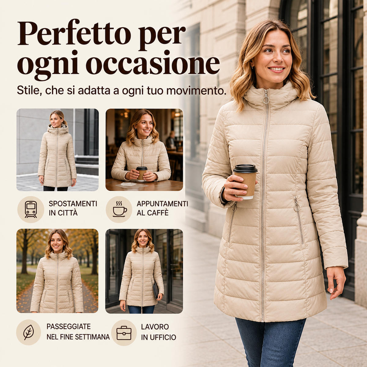 Teresa – Cappotto invernale da donna con cappuccio e imbottitura