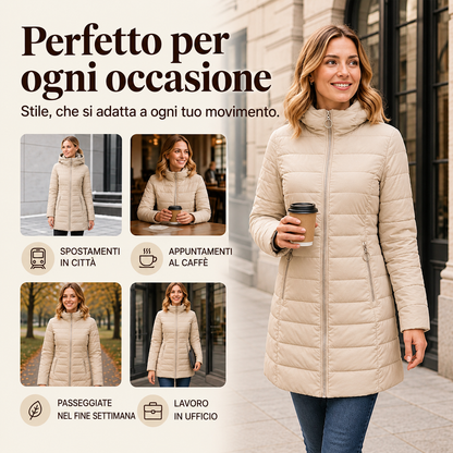 Teresa – Cappotto invernale da donna con cappuccio e imbottitura