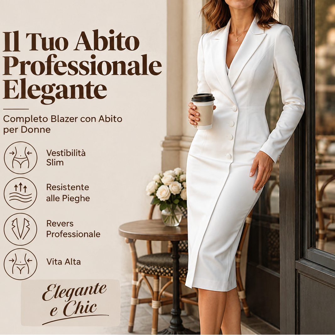Rosetta - Abito blazer elegante asimmetrico con un'unica fila di bottoni da donna