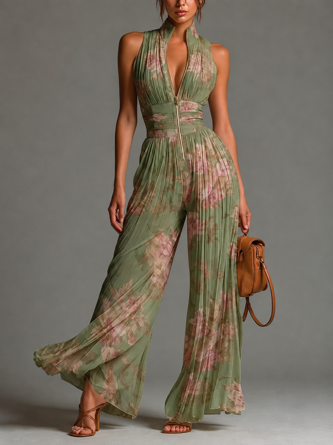 Sofia - Tuta in chiffon plissettato