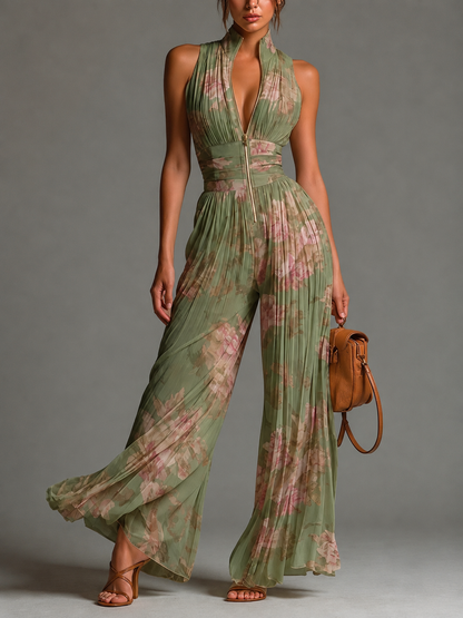 Sofia - Tuta in chiffon plissettato