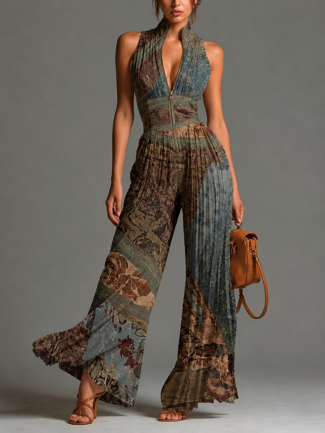 Sofia - Tuta in chiffon plissettato