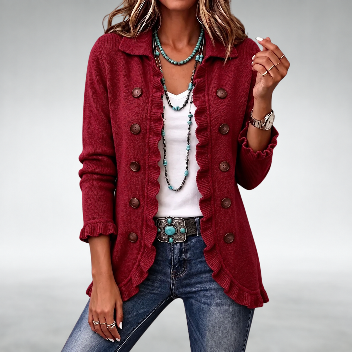 Eva - Cardigan classico con volant