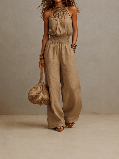 Benedetta - Tuta con pantaloni a gamba larga e scollo all’americana
