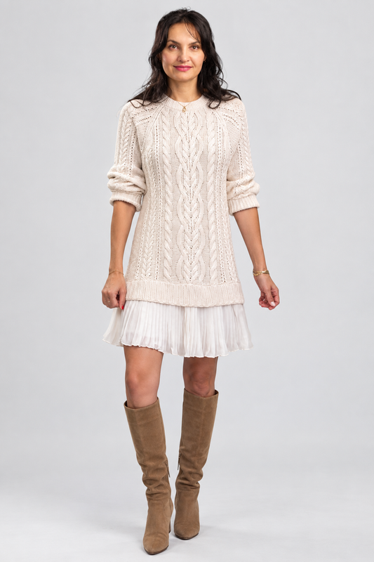 Gabriella – Elegante abito in maglia con fondo plissettato