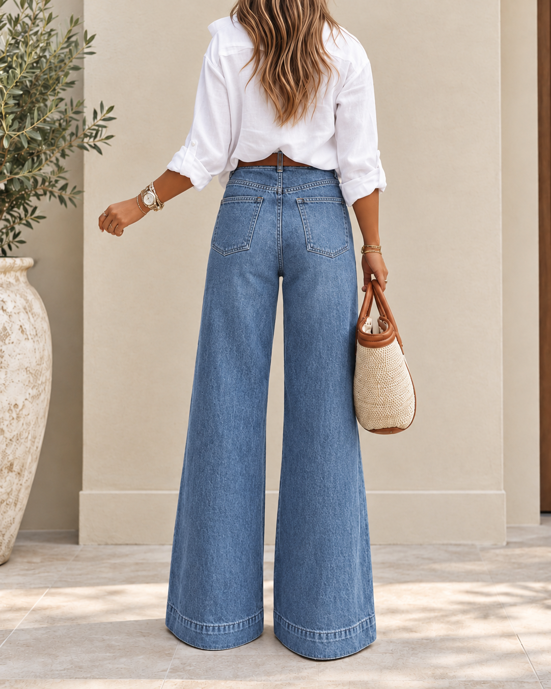 Roberta - Jeans eleganti a vita alta con gamba extra larga