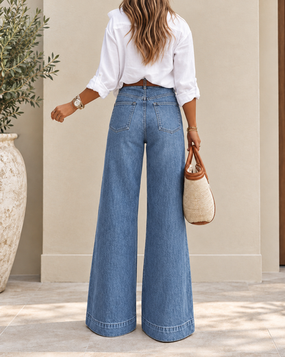 Roberta - Jeans eleganti a vita alta con gamba extra larga