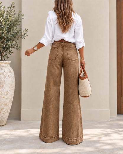 Roberta - Jeans eleganti a vita alta con gamba extra larga
