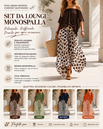 Beatrice - Completo fluido a pois con spalle scoperte