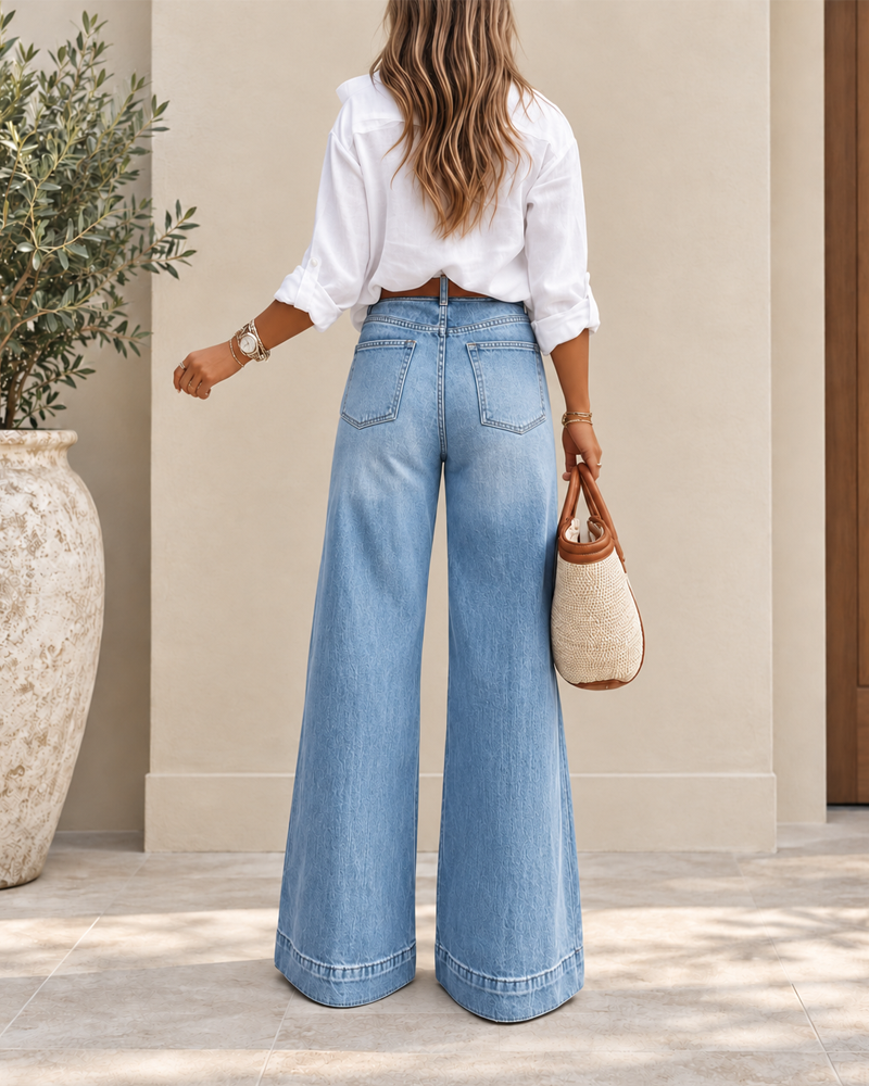 Roberta - Jeans eleganti a vita alta con gamba extra larga