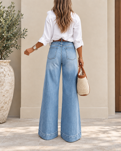 Roberta - Jeans eleganti a vita alta con gamba extra larga