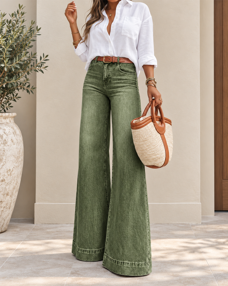 Roberta - Jeans eleganti a vita alta con gamba extra larga
