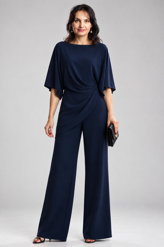 Letizia - Set con pantaloni a gamba larga asimmetrici drappeggiati