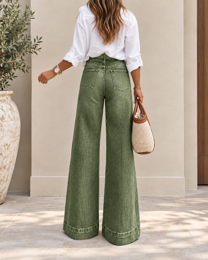 Roberta - Jeans eleganti a vita alta con gamba extra larga