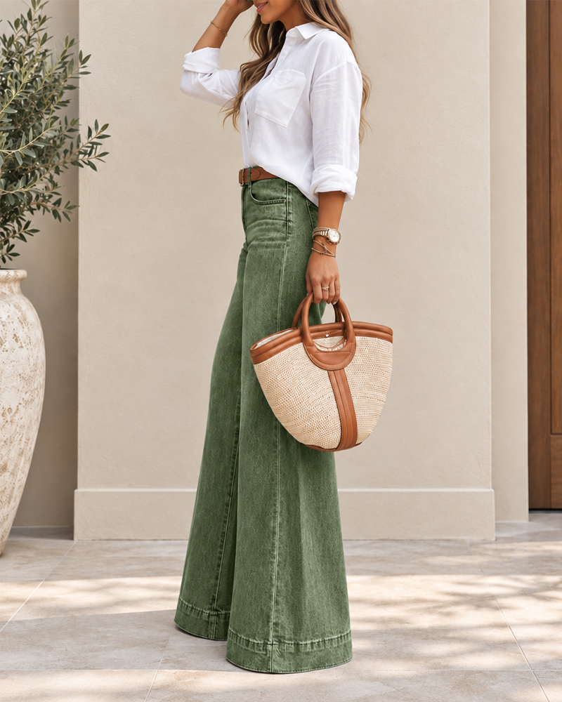 Roberta - Jeans eleganti a vita alta con gamba extra larga